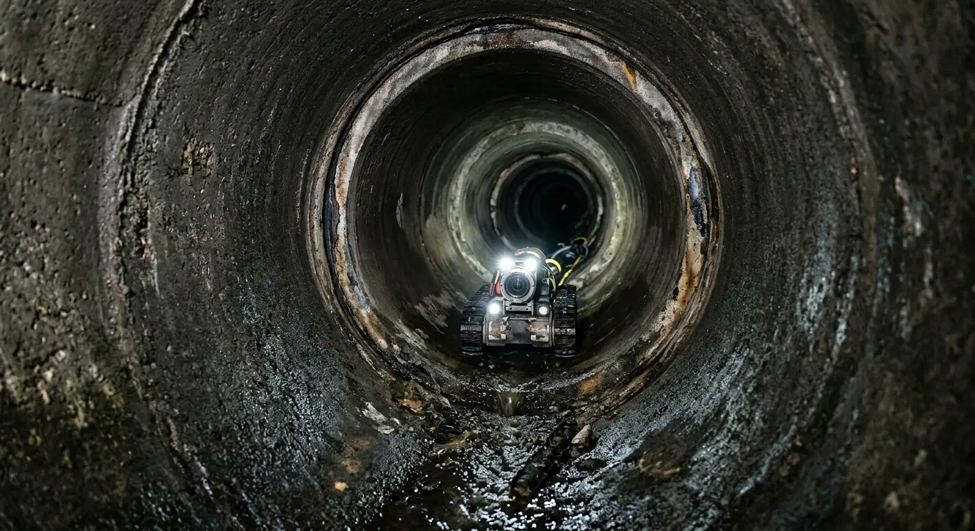 Robotic sewer camera inspecting pipe interior for Sewer Line Cleaning in Dade City